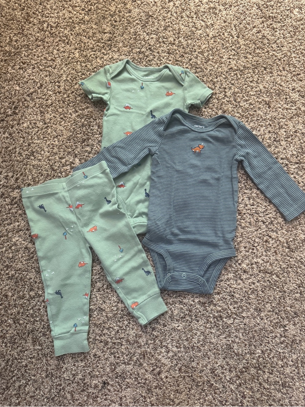 Carter’s Baby Toddler Three 3 Piece Matching Dinosaur Set